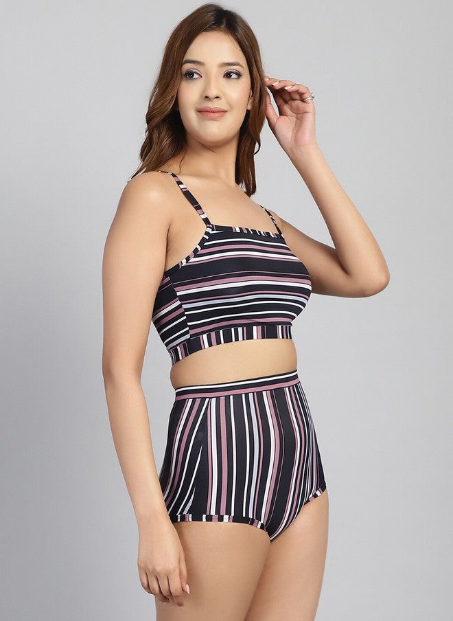 CUKOO Striped Padded Two Piece Tankini Swim Set - Image 4